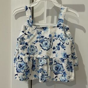 Floral Blue and White Outfit Set